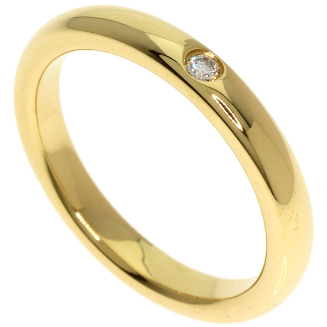 Gold TIFFANY&Co. Stacking Band 1P Diamond Ring K18 Yellow (1 of 8)