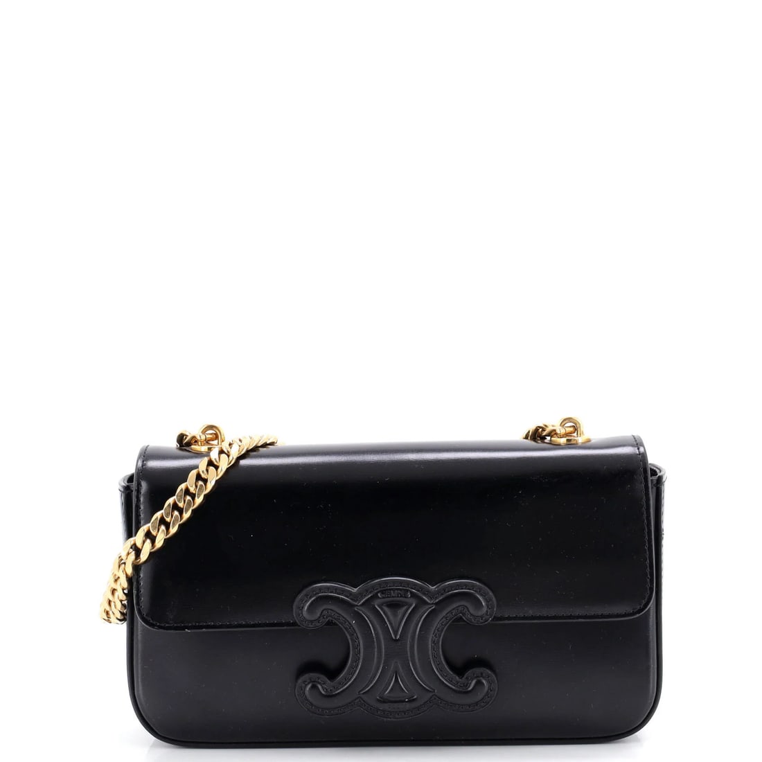Small Celine Triomphe Chain Shoulder Bag Leather: Small Celine Triomphe Chain Shoulder Bag Leather This listing features Small Celine Triomphe Chain Shoulder Bag Leather. Item specifics are provided below. Item Specifics: Brand: Celine Exterior