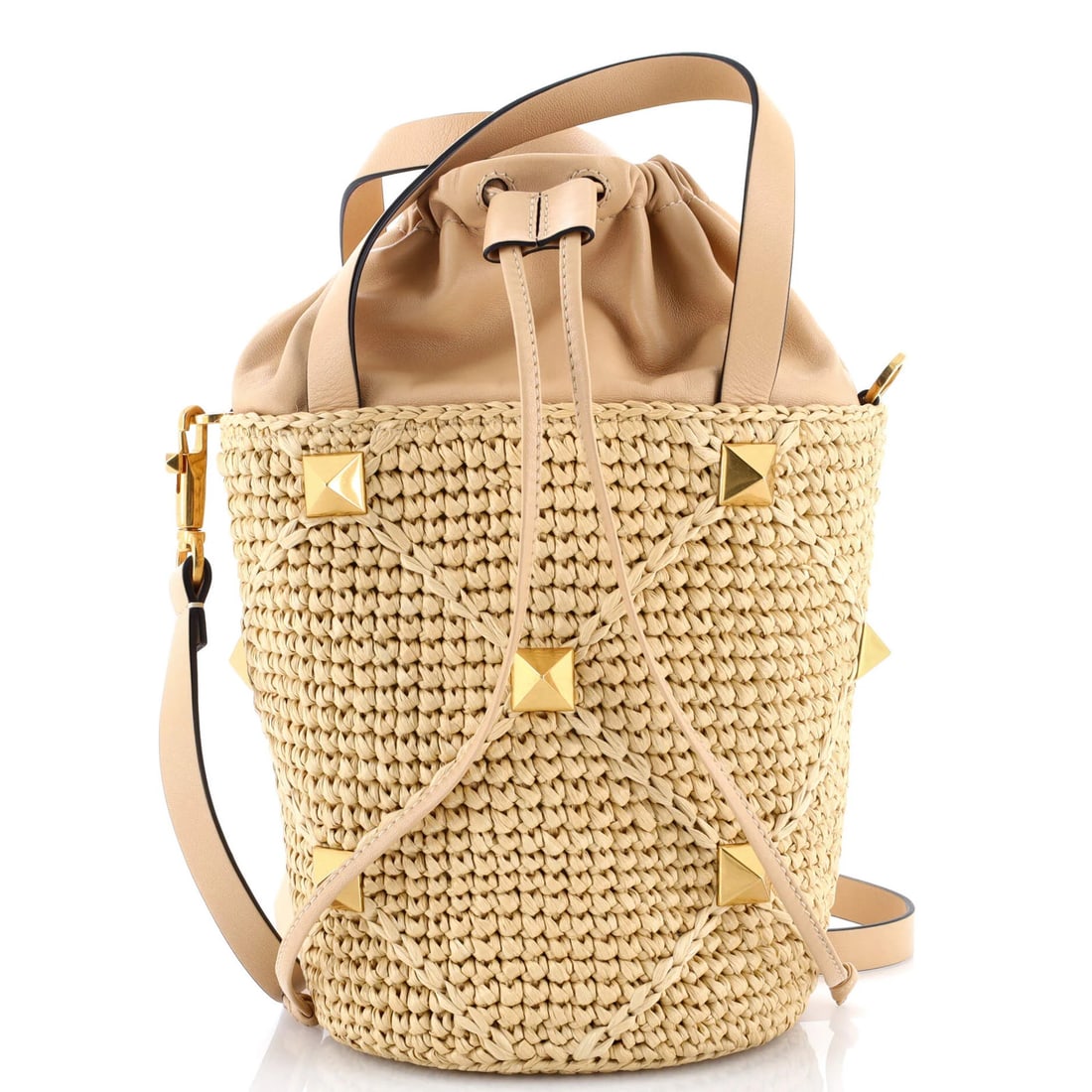 Leather Valentino Garavani Roman Stud Bucket Bag Raffia and: Leather Valentino Garavani Roman Stud Bucket Bag Raffia and This listing features Leather Valentino Garavani Roman Stud Bucket Bag Raffia and. Item specifics are provided below. Item Specifics: