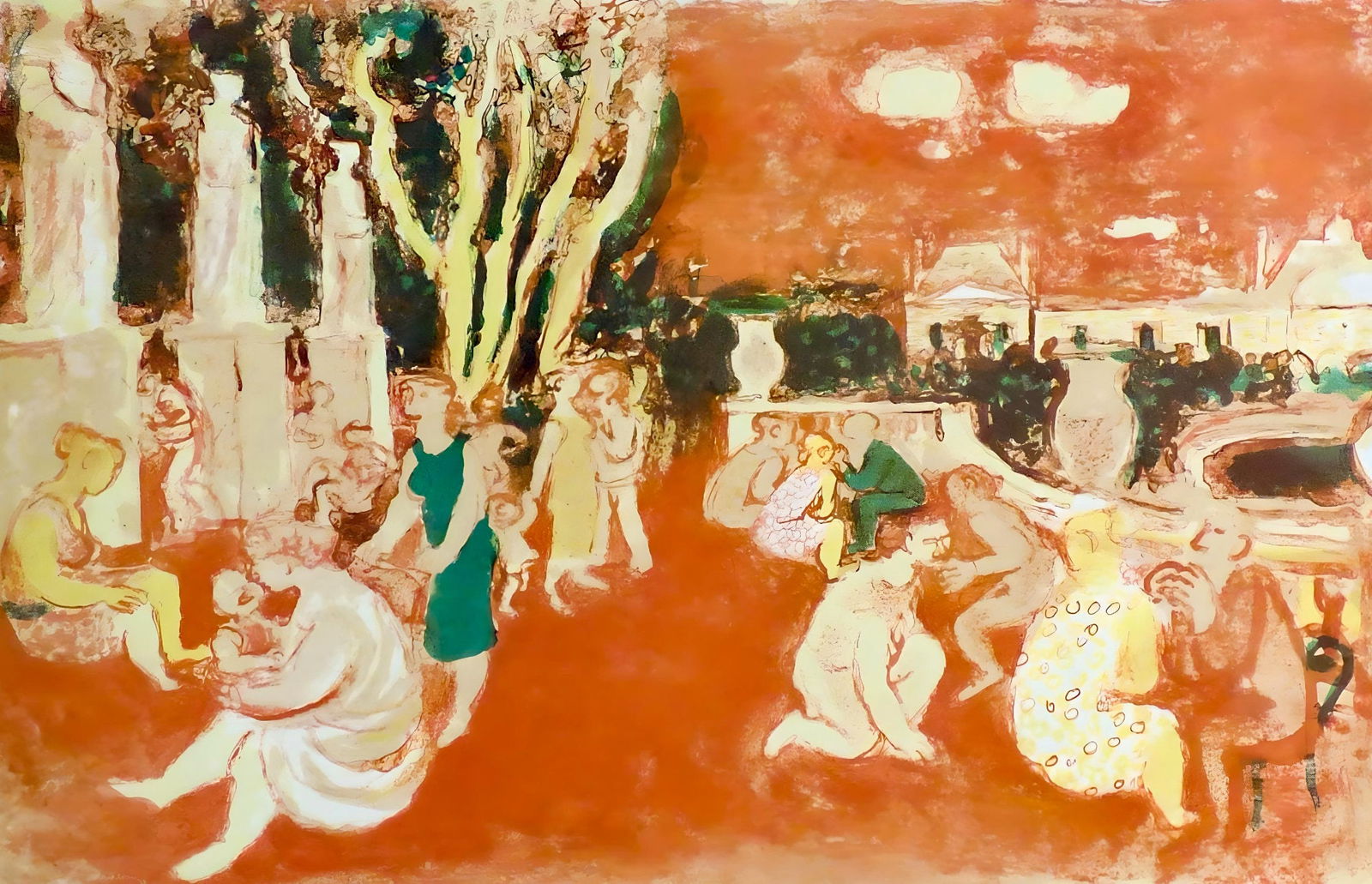 Lithograph - Maurice Savin - Le Luxembourg - Au Temps de Paris Seine (1 of 9)