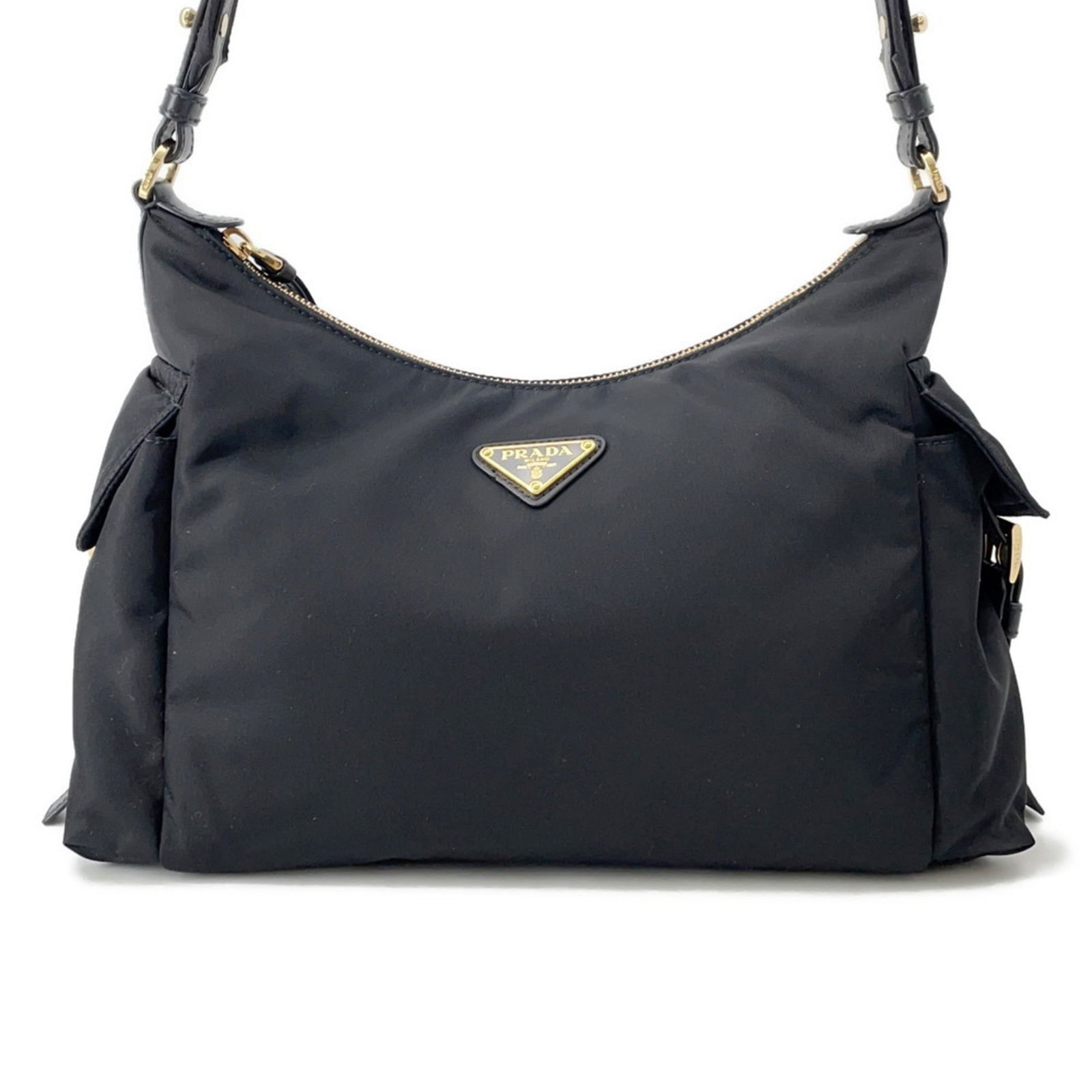 Nylon Prada Shoulder Bag: Nylon Prada Shoulder Bag This listing features Nylon Prada Shoulder Bag. Item specifics are provided below. Item Specifics: Brand: Prada Type: Shoulder Bag Material: Nylon Color: Black Gender: Women S