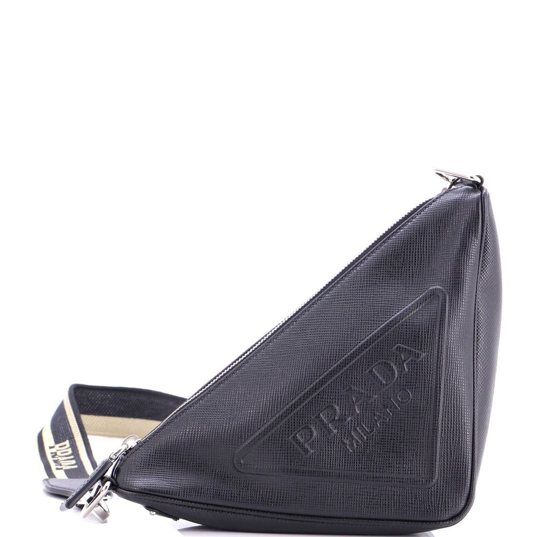 Small Prada Triangle Logo Zip Crossbody Bag Soft Leather (1 of 8)