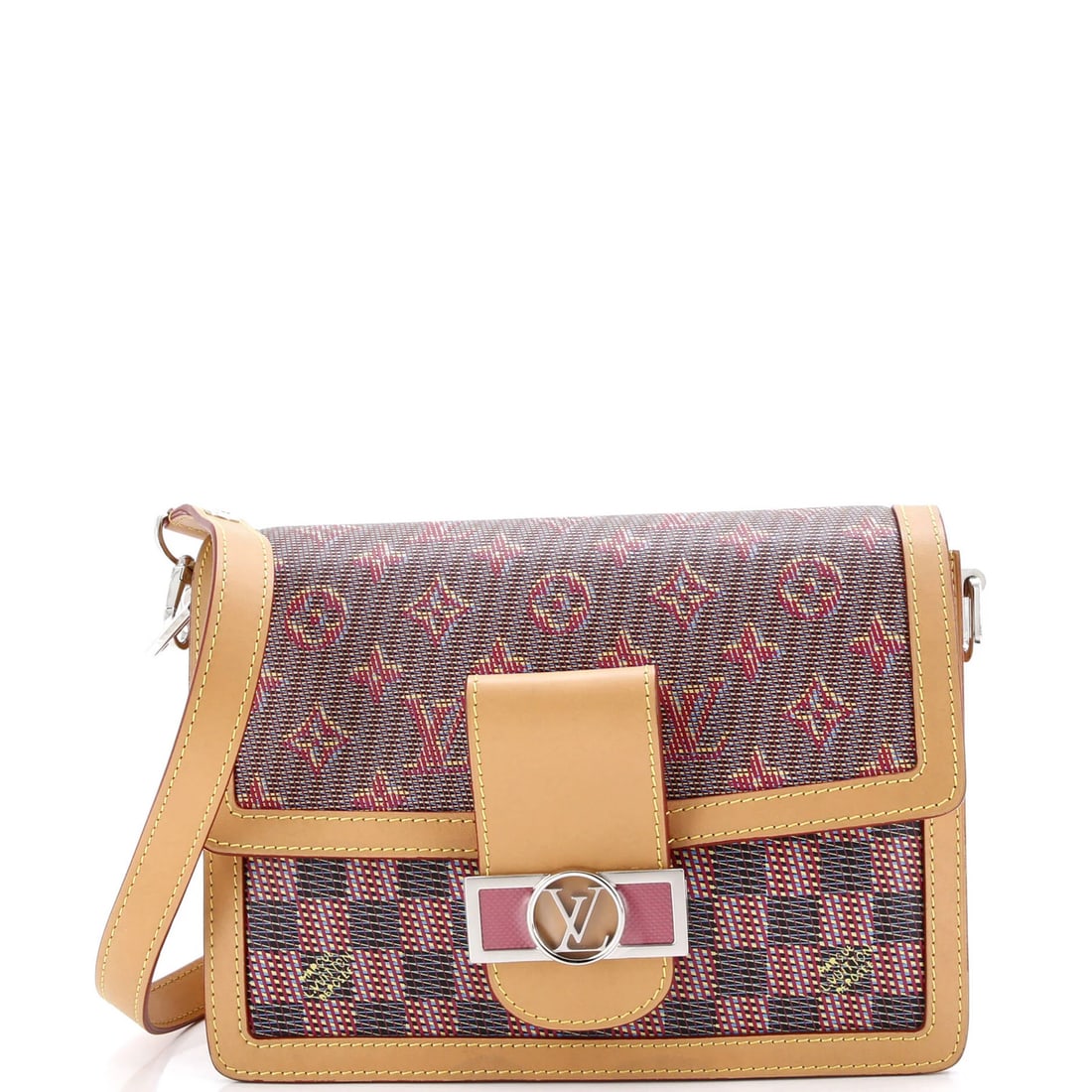 MM Louis Vuitton Dauphine Shoulder Bag Damier Monogram LV Pop Canvas: MM Louis Vuitton Dauphine Shoulder Bag Damier Monogram LV Pop Canvas This listing features MM Louis Vuitton Dauphine Shoulder Bag Damier Monogram LV Pop Canvas. Item specifics are provided below. 