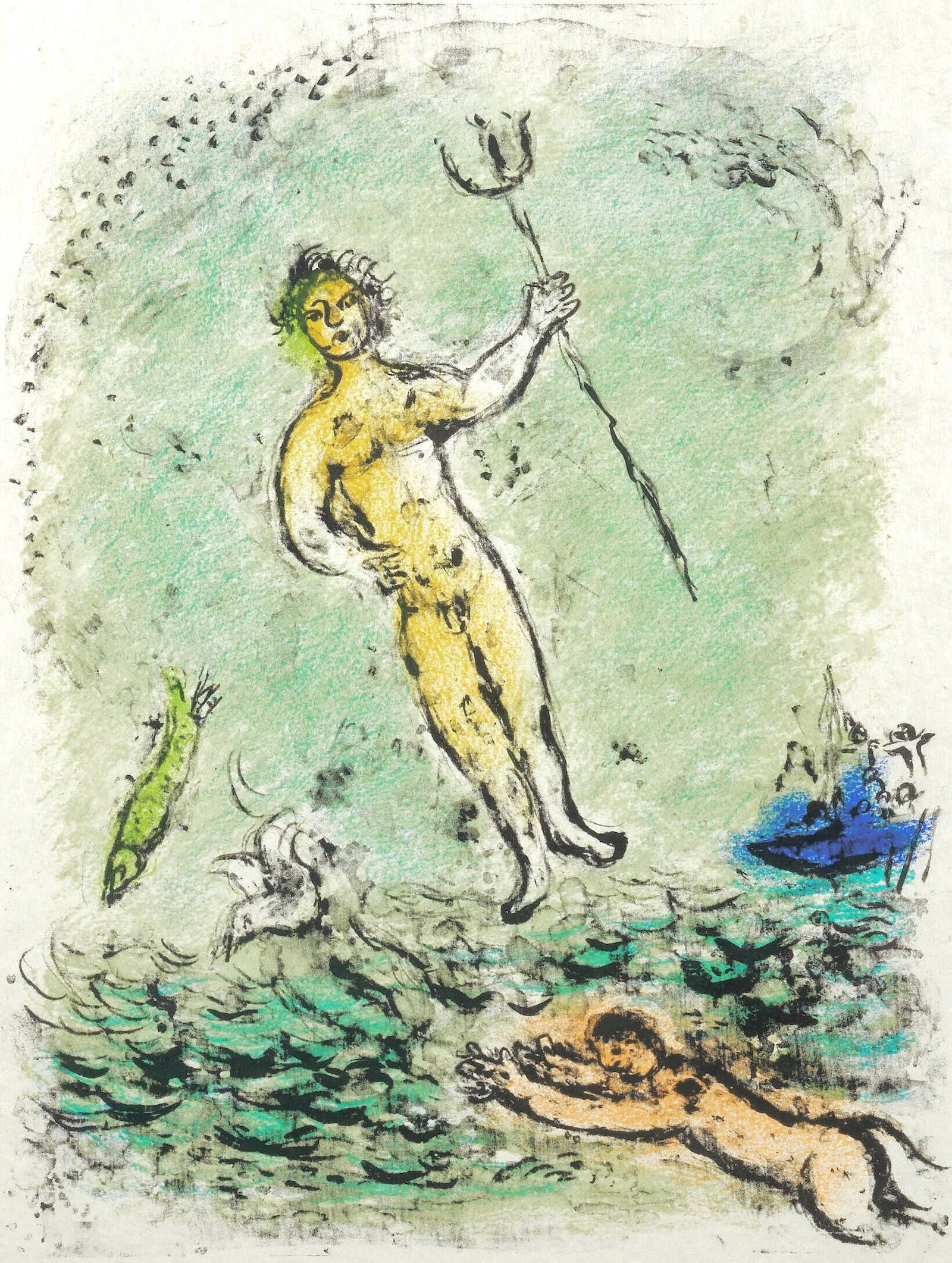 Lithograph - Marc Chagall - Poseidon - Homer - Die Odyssee: Lithograph - Marc Chagall - Poseidon - Homer - Die Odyssee This listing features Lithograph - Marc Chagall - Poseidon - Homer - Die Odyssee. Item specifics are provided below. Item Specifics: Paper Si