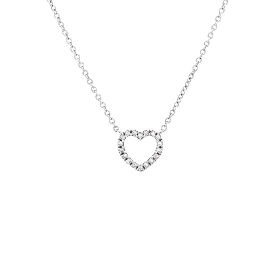 Mini Tiffany & Co. Metro Open Heart Pendant Necklace 18K White Gold and Diamonds: Mini Tiffany & Co. Metro Open Heart Pendant Necklace 18K White Gold and Diamonds This listing features Mini Tiffany & Co. Metro Open Heart Pendant Necklace 18K White Gold and Diamonds. Item specifics