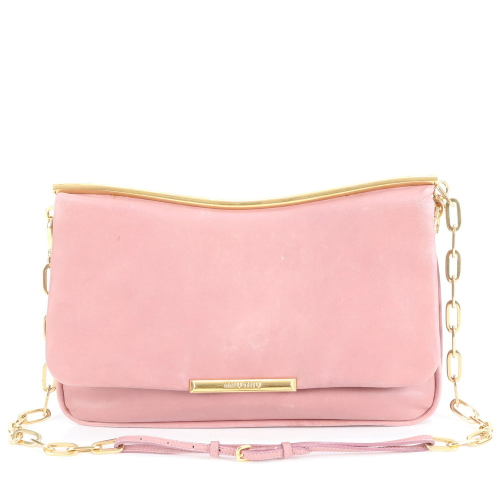 Leather Miu Shoulder Bag: Leather Miu Shoulder Bag This listing features Leather Miu Shoulder Bag. Item specifics are provided below. Item Specifics: Brand: Miu Miu Type: Shoulder Bag Material: Leather Color: Pink Gender: