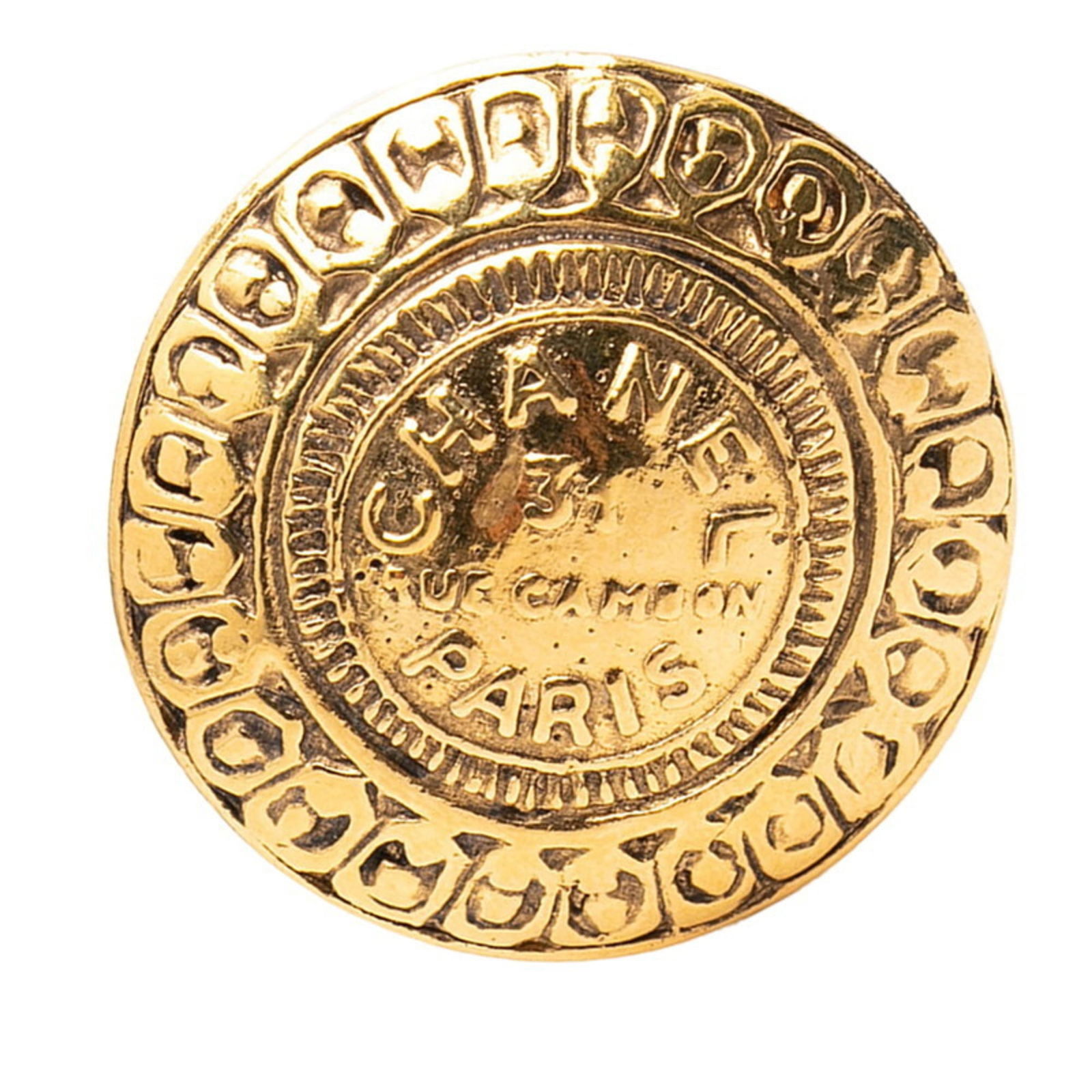 Brooch Chanel: Brooch Chanel This listing features Brooch Chanel. Item specifics are provided below. Item Specifics: Brand: Chanel Type: Brooch Gender: Women Color: Gold Size (Hxwxd): 3.24cm x 3.24cm / 1.27'' x 1.27