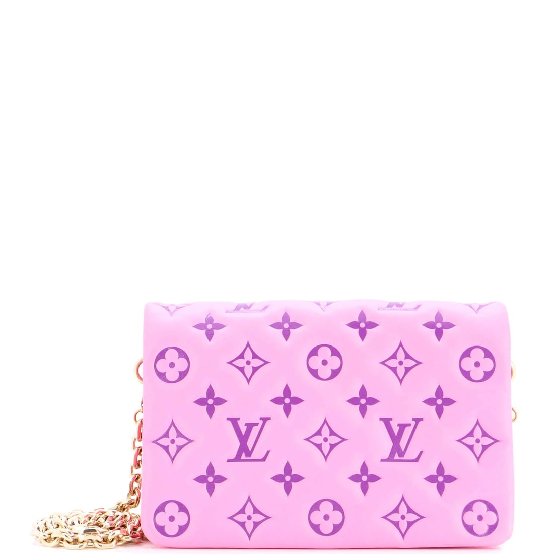 Lambskin Louis Vuitton Coussin Pochette Monogram Embossed: Lambskin Louis Vuitton Coussin Pochette Monogram Embossed This listing features Lambskin Louis Vuitton Coussin Pochette Monogram Embossed. Item specifics are provided below. Item Specifics: Brand: