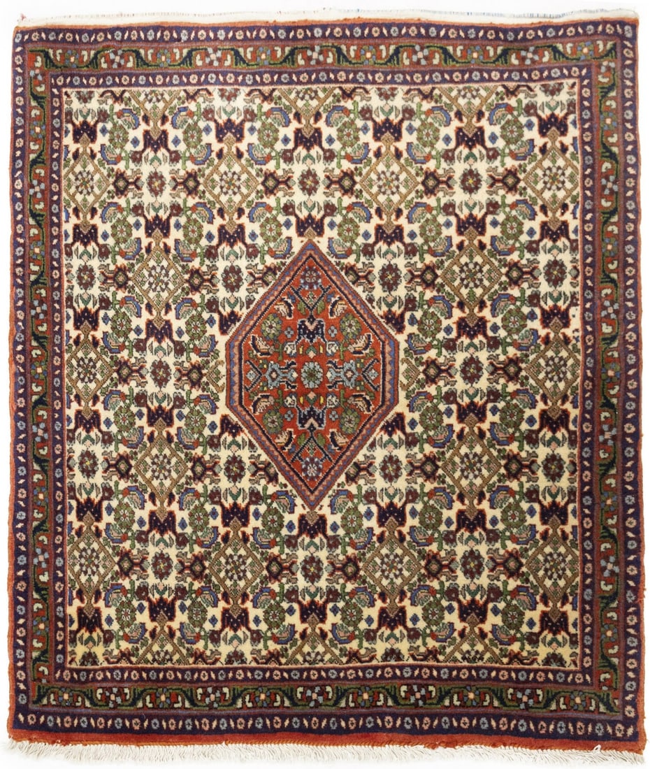 ft Vintage Handmade Indo-Bidjar Oriental Rug Cream Floral Style Carpet 2'5X2'9 (1 of 10)