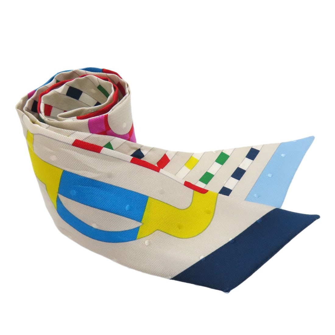 Silk HERMES Twilly Scarf: Silk HERMES Twilly Scarf This listing features Silk HERMES Twilly Scarf. Item specifics are provided below. Item Specifics: Brand: HERMES Style: Scarf Material: Silk Color: Beige x blue x green Type: