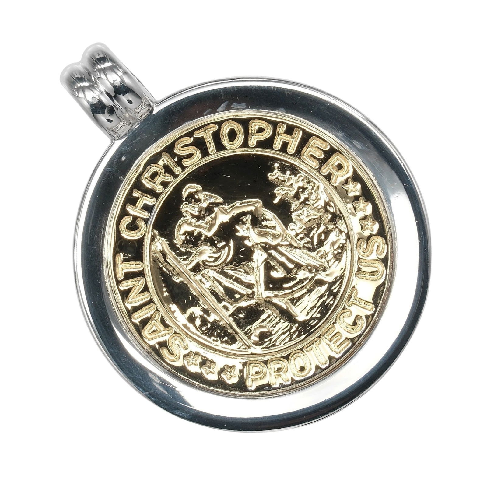approximately 11.2g. TIFFANY - Tiffany & Co. St. Christopher pendant top - 925 silver and 18K (1 of 4)