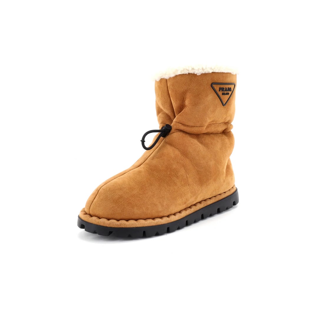 Shearling Prada Women's Triangle Logo Drawcord Ankle Boots Suede with (1 of 5)