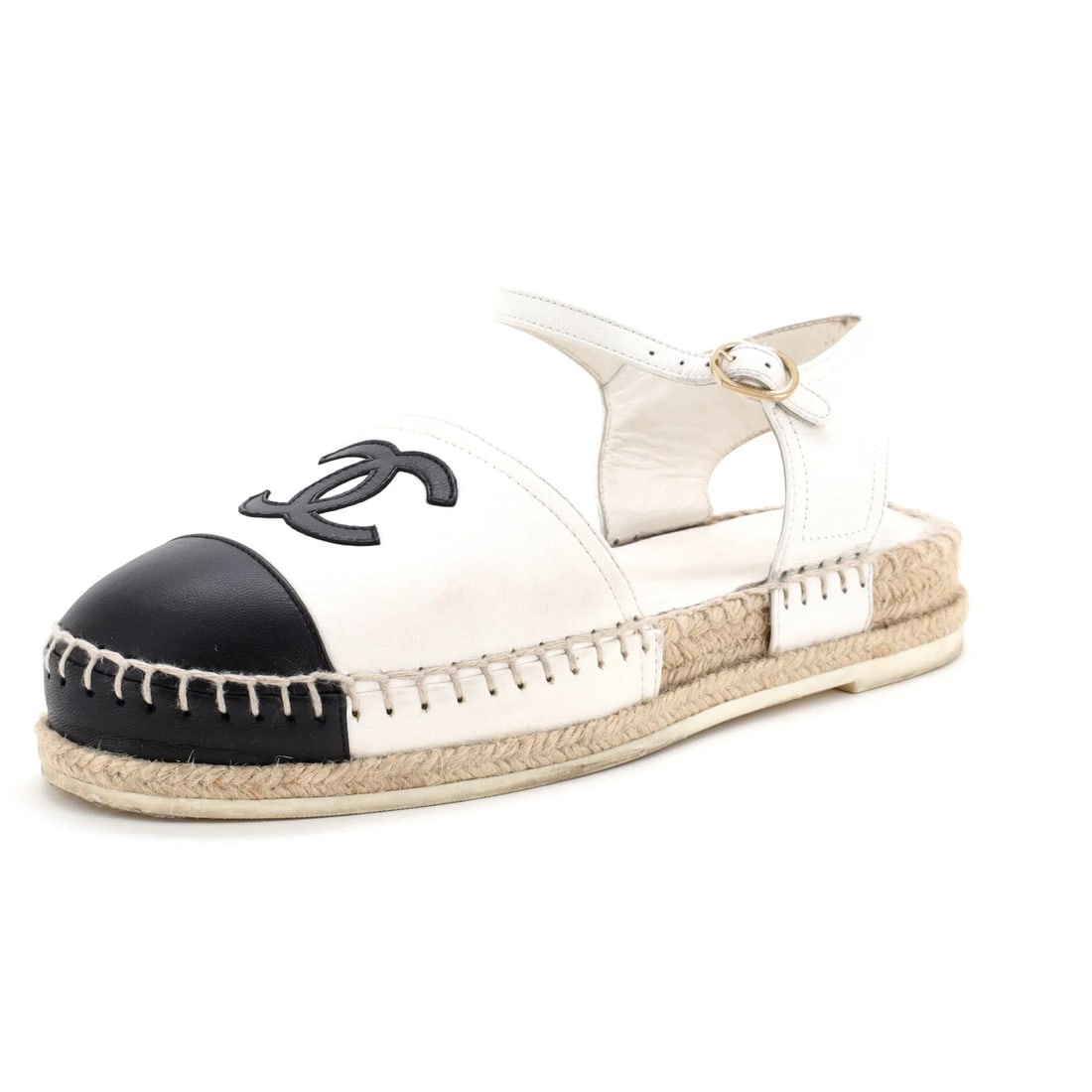 Leather Chanel Women's CC Cap Toe Ankle Strap Espadrilles: Leather Chanel Women's CC Cap Toe Ankle Strap Espadrilles This listing features Leather Chanel Women's CC Cap Toe Ankle Strap Espadrilles. Item specifics are provided below. Item Specifics: Brand: Cha