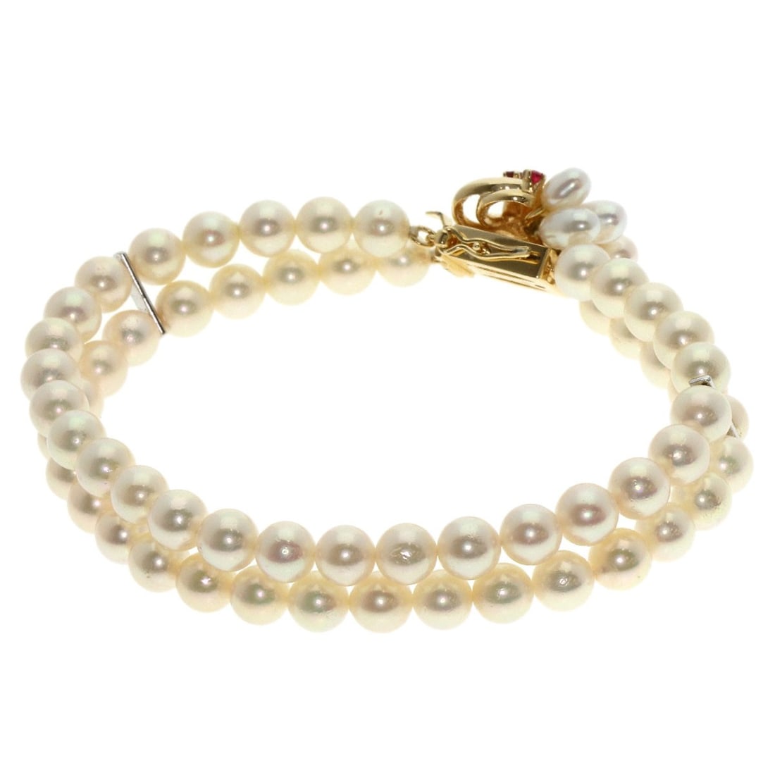Gold TASAKI Pearl Ruby 2-strand Bracelet K14 Yellow (1 of 7)