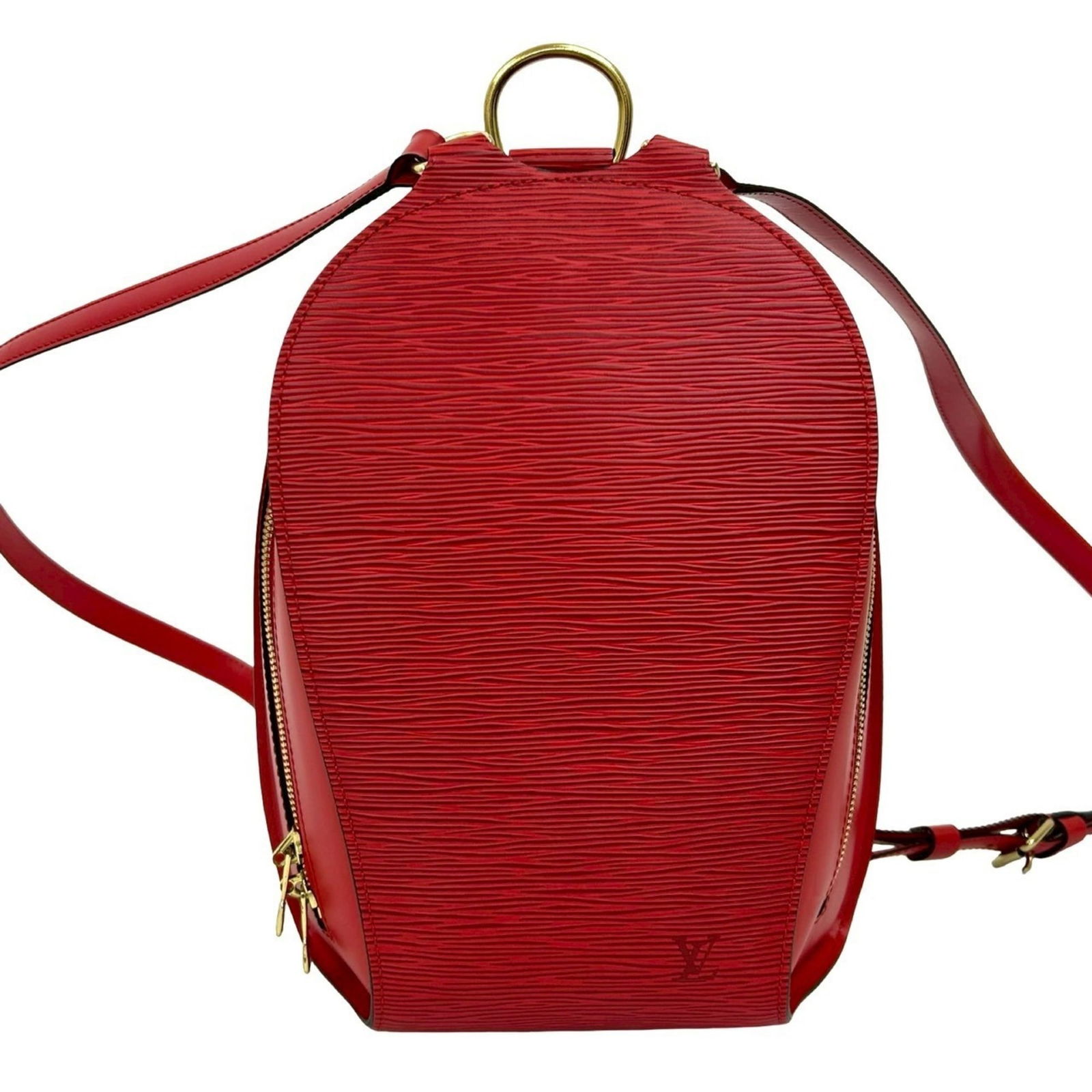 Leather Louis Vuitton Backpack: Leather Louis Vuitton Backpack This listing features Leather Louis Vuitton Backpack. Item specifics are provided below. Item Specifics: Brand: Louis Vuitton Type: Backpack Material: Leather Color: Red