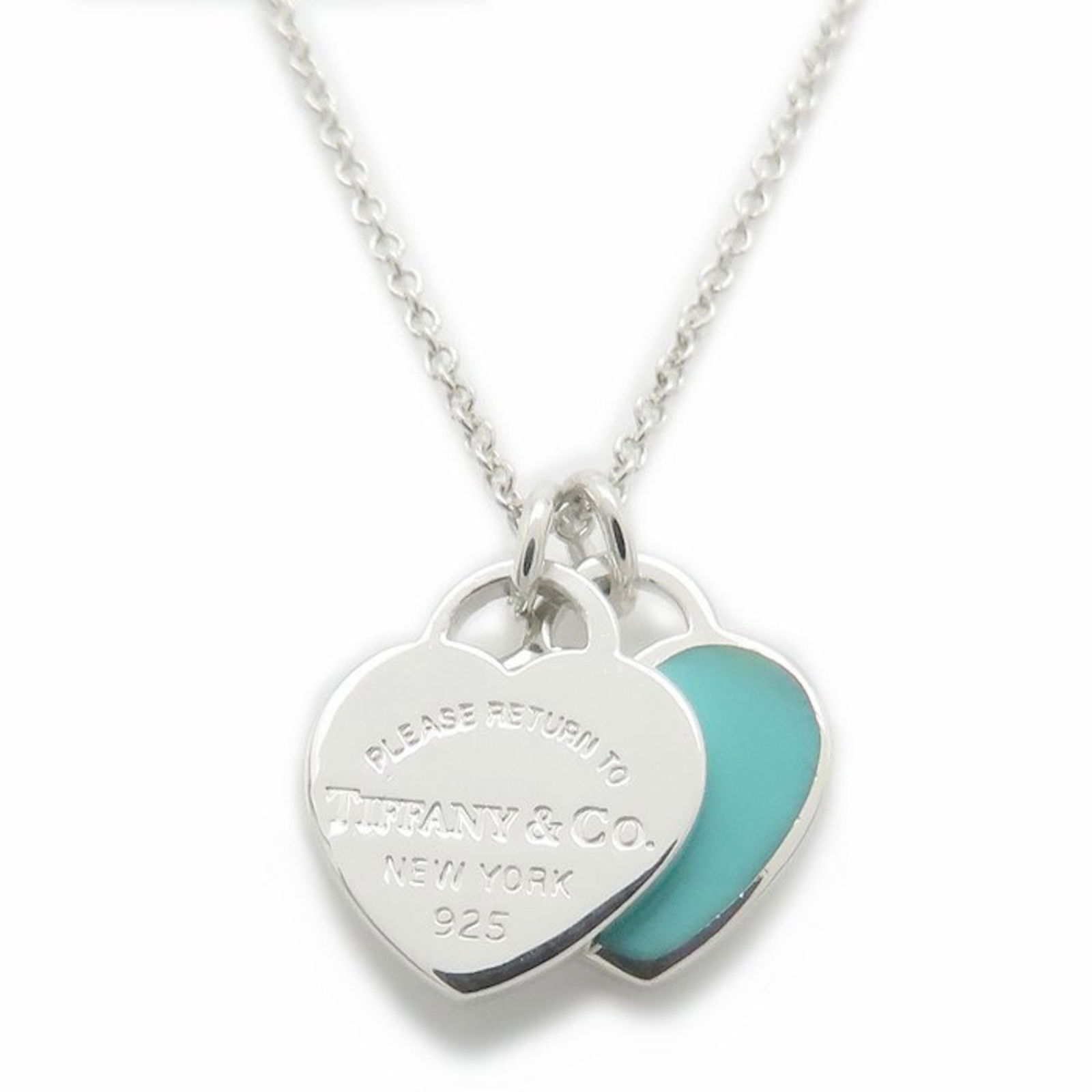 295021 - TIFFANY & Co. Return to Tiffany Double Heart Tag Necklace in Blue SV925 for Women (1 of 9)