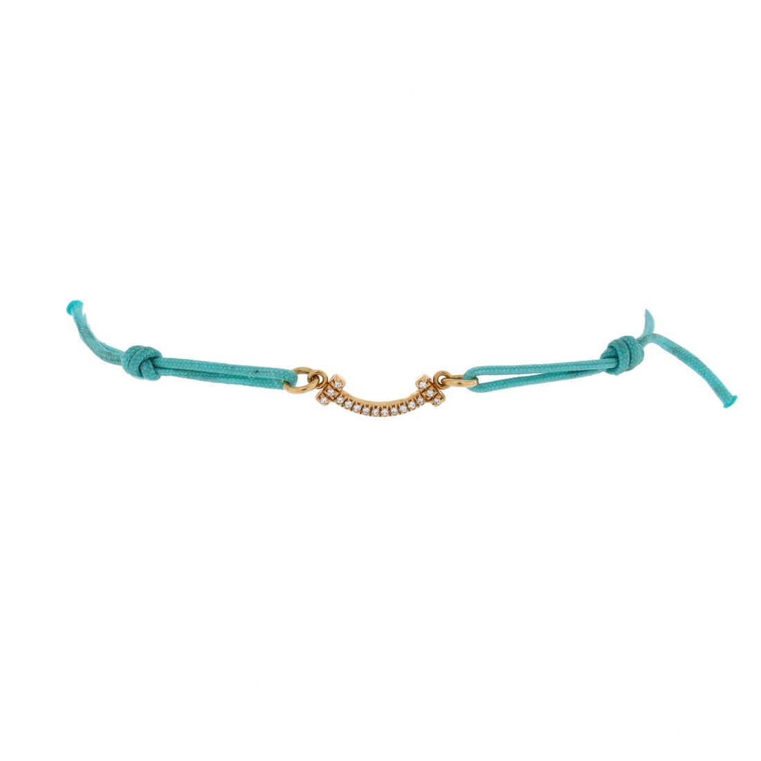 Mini Tiffany & Co. T Smile Chain Bracelet Cord and 18K Yellow Gold with Diamonds: Mini Tiffany & Co. T Smile Chain Bracelet Cord and 18K Yellow Gold with Diamonds This listing features Mini Tiffany & Co. T Smile Chain Bracelet Cord and 18K Yellow Gold with Diamonds. Item specifics