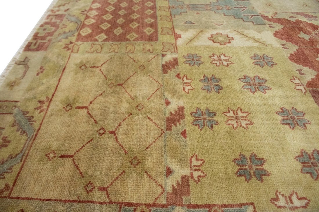 Carpet 8X10 Handmade Wool Rug Multicolored Geometric Patchwork Modern - 10