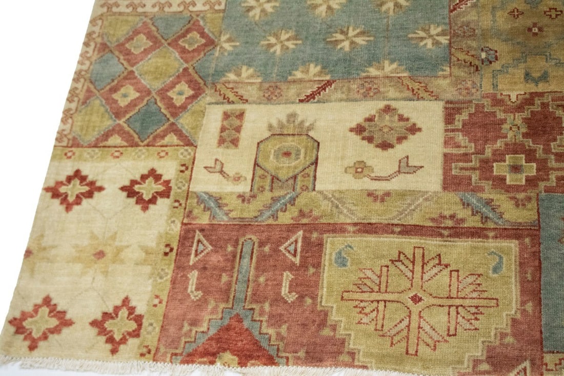 Carpet 8X10 Handmade Wool Rug Multicolored Geometric Patchwork Modern - 5