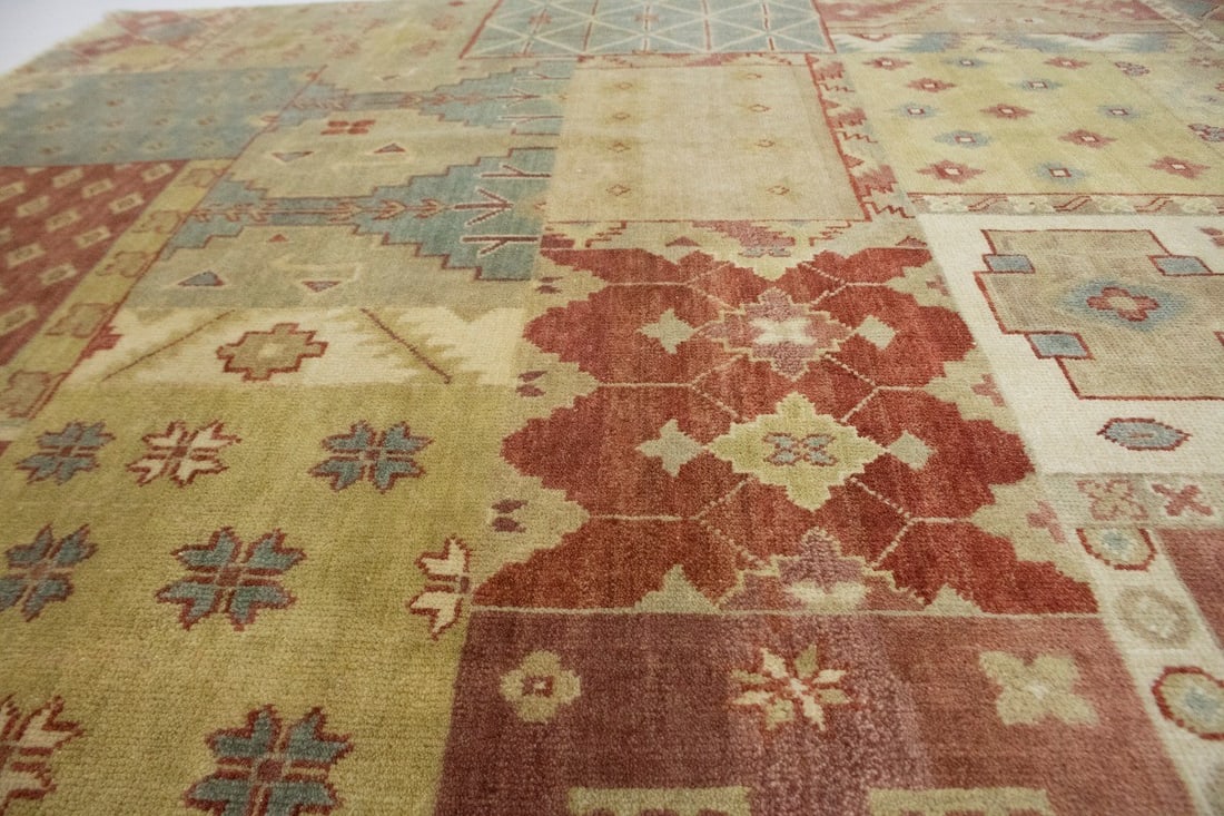 Carpet 8X10 Handmade Wool Rug Multicolored Geometric Patchwork Modern - 9