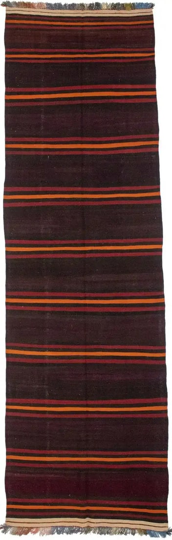 ft Hand-Knotted Striped Multicolored Wool Oriental Runner Rug Carpet 4'6X15 (1 of 12)