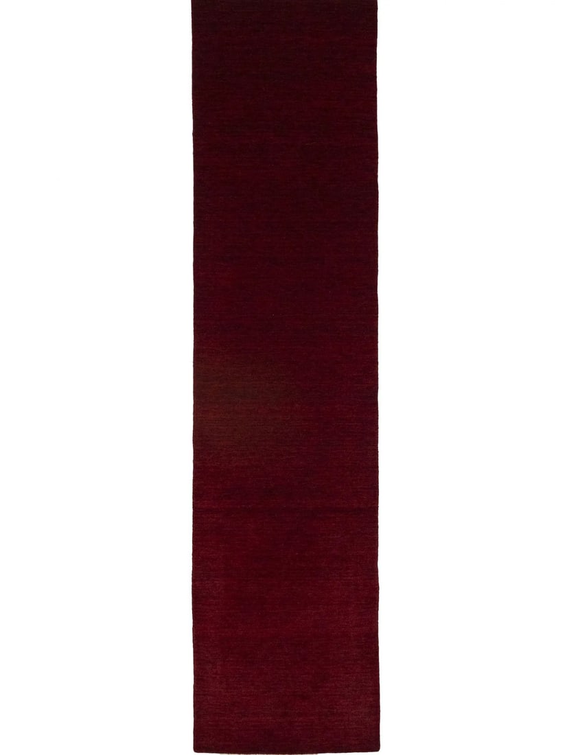 Carpet 2'6x9'10 Maroon Red Solid Design Hand-Loomed Gabbeh Wool Runner Rug (1 of 12)
