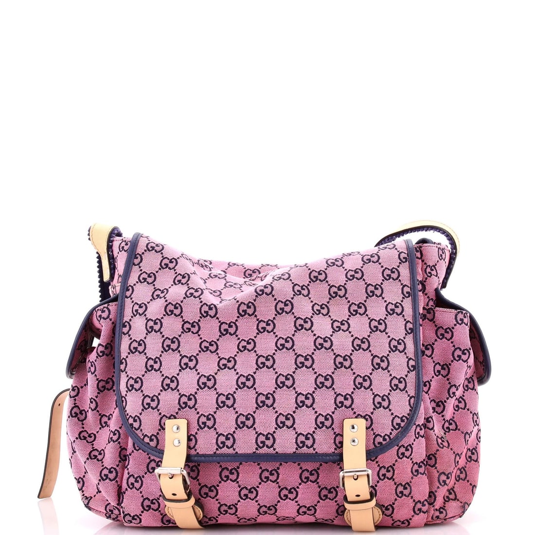 Canvas Gucci Diaper Flap Bag GG: Canvas Gucci Diaper Flap Bag GG This listing features Canvas Gucci Diaper Flap Bag GG. Item specifics are provided below. Item Specifics: Brand: Gucci Type: Messenger Color: Pink Size: Unknown