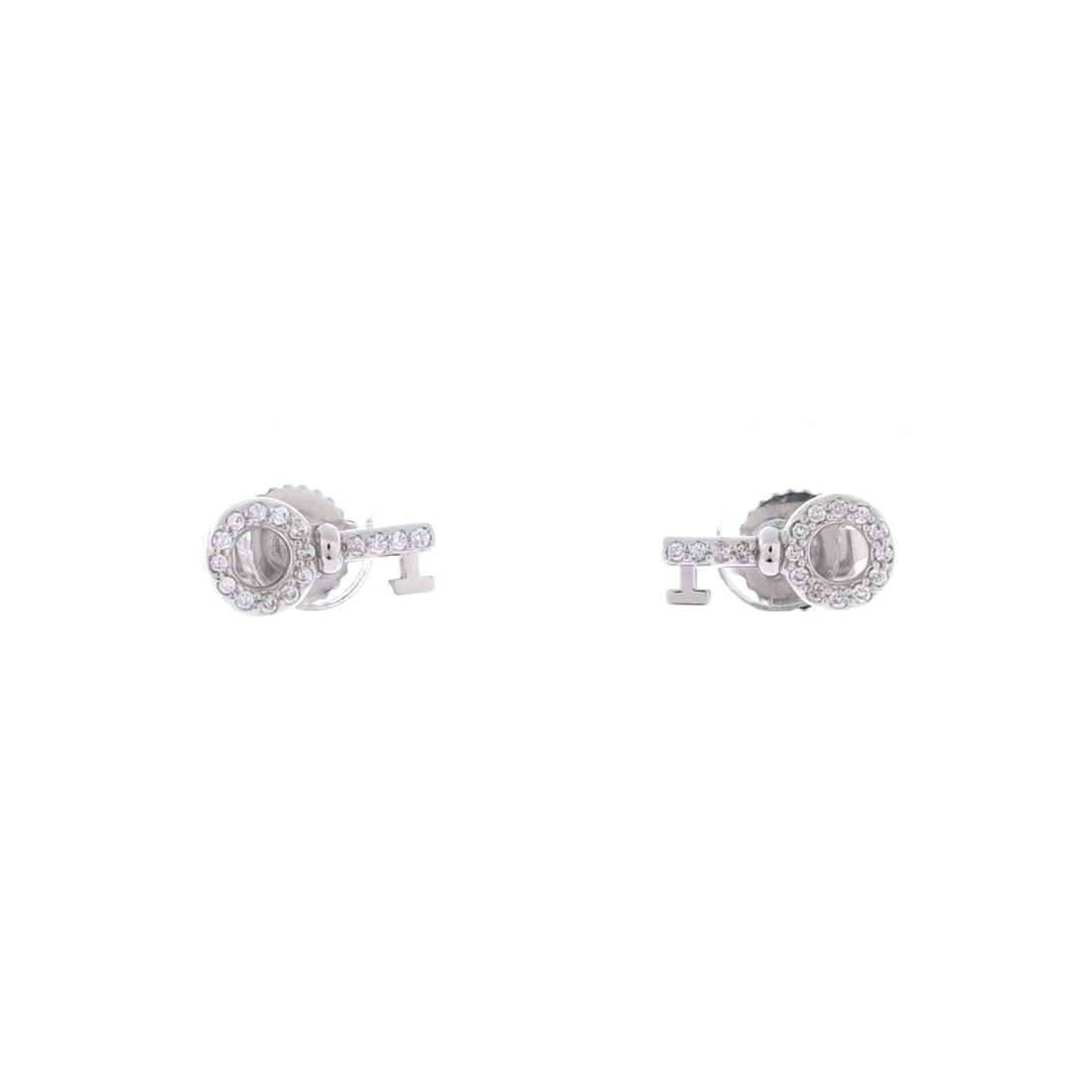 Mini Tiffany & Co. Key Stud Earrings 18K White Gold with Diamonds: Mini Tiffany & Co. Key Stud Earrings 18K White Gold with Diamonds This listing features Mini Tiffany & Co. Key Stud Earrings 18K White Gold with Diamonds. Item specifics are provided below. Item