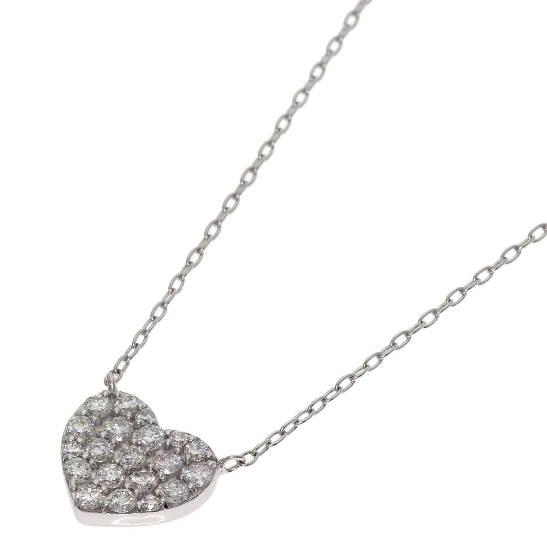 2.9g 0.5ct Diamond heart motif Necklace K18 White Gold (1 of 5)