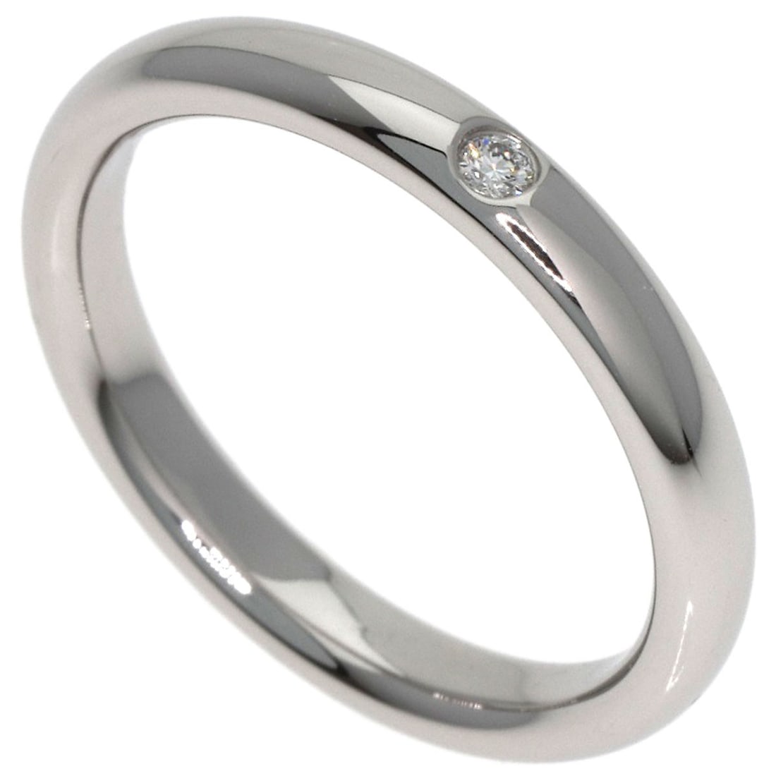 PT950 TIFFANY&Co. Stacking Band 1P Diamond Ring Platinum (1 of 6)