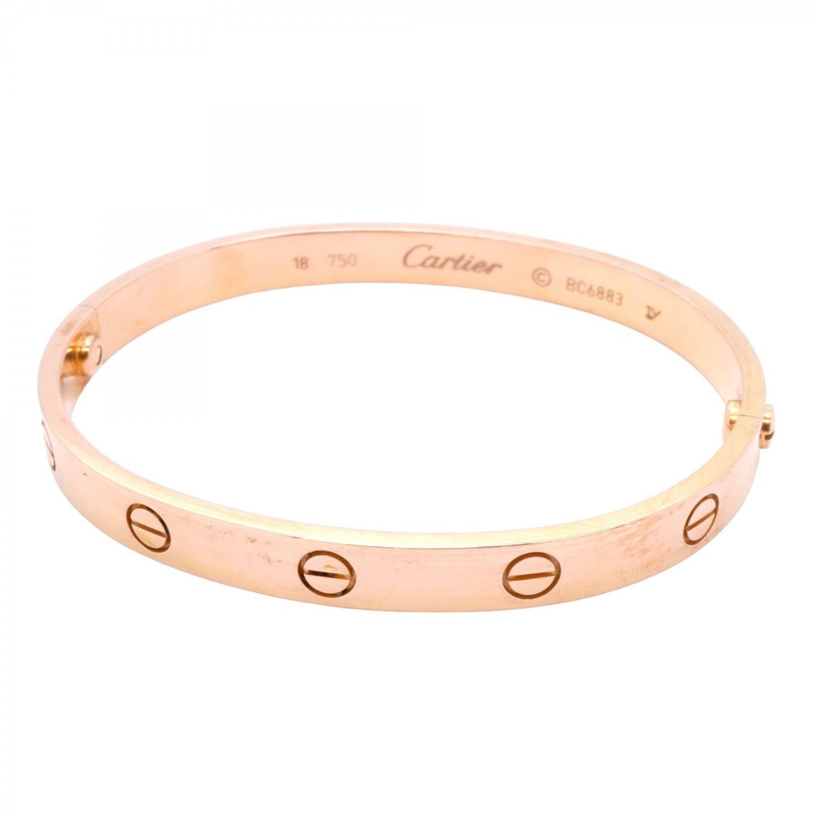 (18K) Cartier Bangle Pink Gold: (18K) Cartier Bangle Pink Gold This listing features (18K) Cartier Bangle Pink Gold. Item specifics are provided below. Item Specifics: Brand: Cartier Type: Bangle Gender: Women Material: Pink Gold