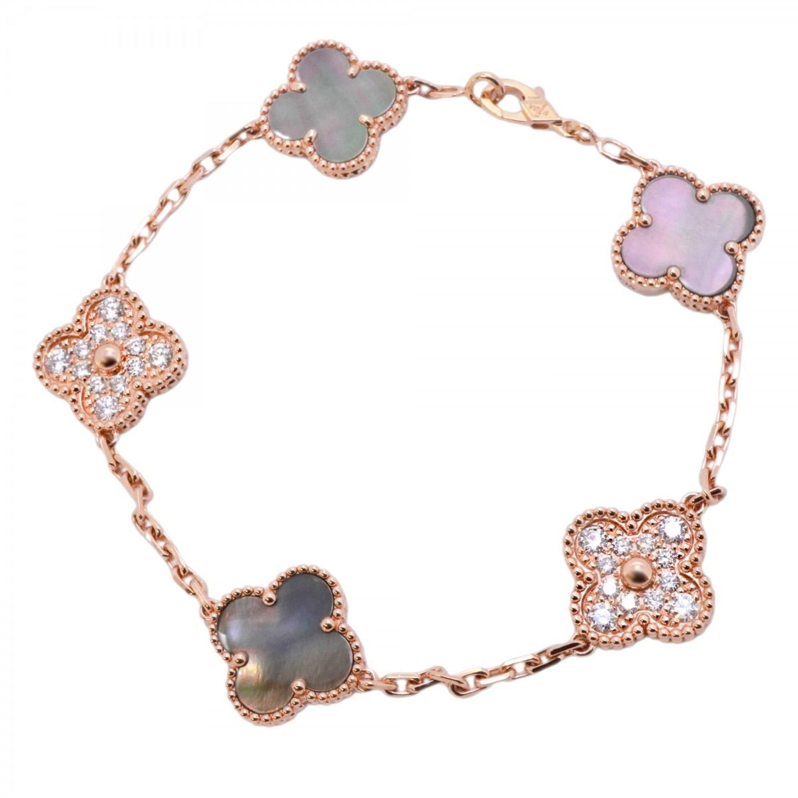 (18K) Van Cleef & Arpels Charm Bracelet Pink Gold: (18K) Van Cleef & Arpels Charm Bracelet Pink Gold This listing features (18K) Van Cleef & Arpels Charm Bracelet Pink Gold. Item specifics are provided below. Item Specifics: Brand: Van Cleef &