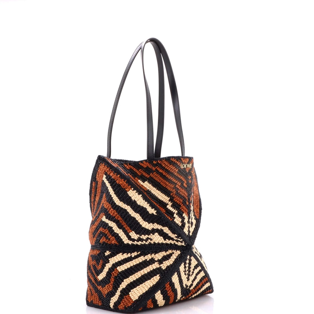 Medium Loewe Puzzle Fold Tote Raffia - 2