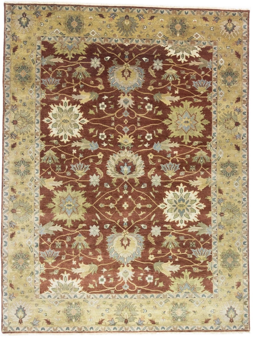 Carpet Hand-Knotted Rust Floral Osh Chobi 9X12 Peshawar Oriental Rug Large Wool (1 of 20)