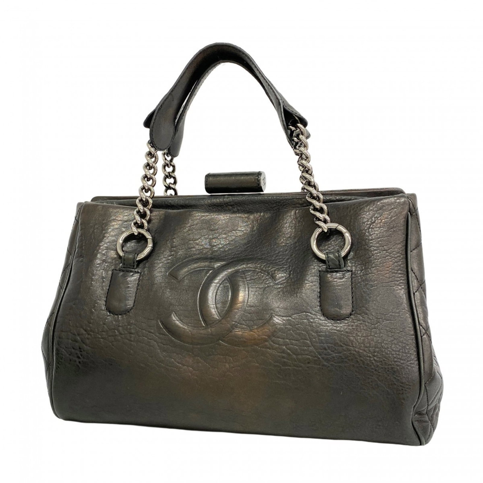 Leather Chanel Tote Bag: Leather Chanel Tote Bag This listing features Leather Chanel Tote Bag. Item specifics are provided below. Item Specifics: Brand: Chanel Type: Tote Bag Material: Leather Color: Black Hardware Color: Si