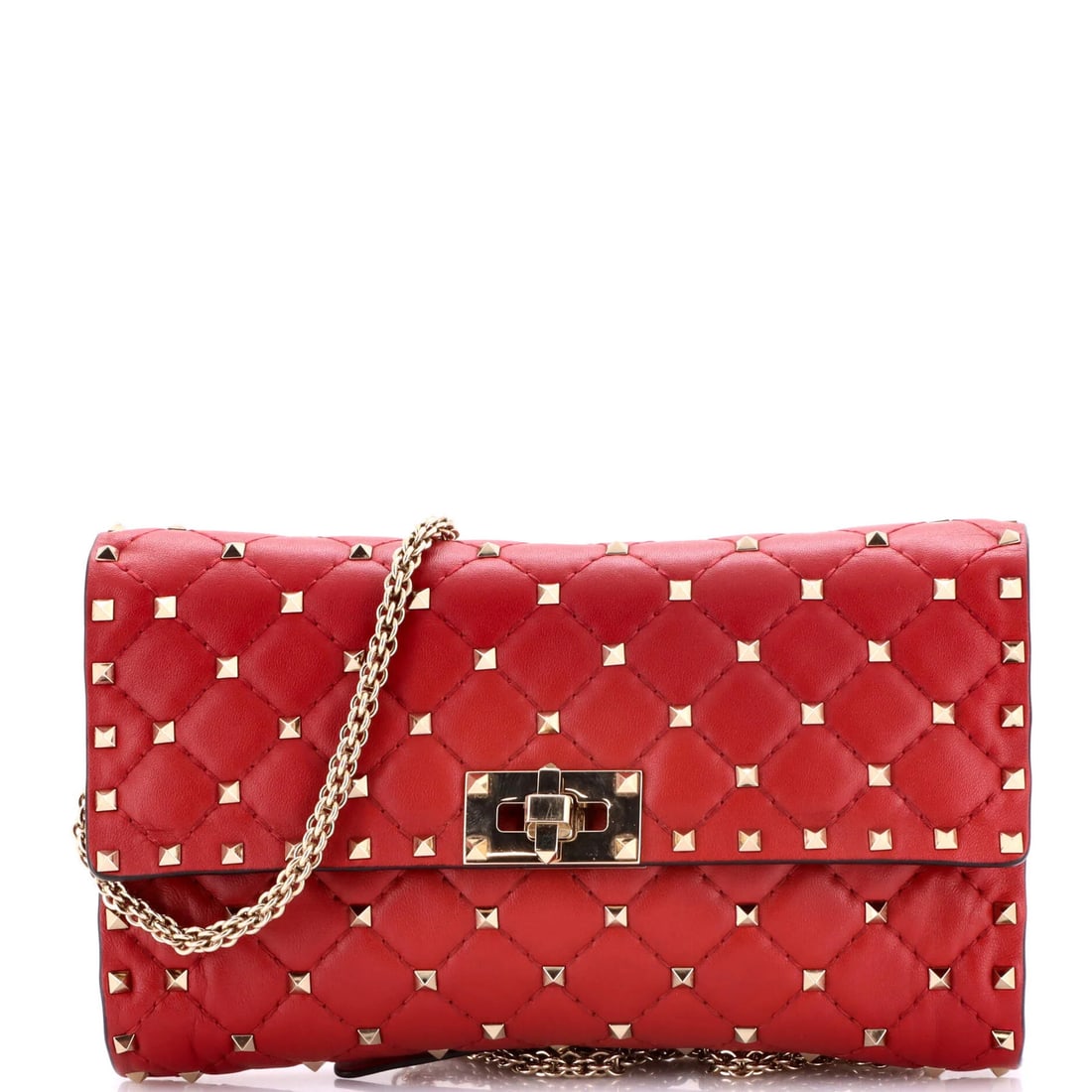 Small Valentino Garavani Rockstud Spike Wallet on Chain Quilted Leather: Small Valentino Garavani Rockstud Spike Wallet on Chain Quilted Leather This listing features Small Valentino Garavani Rockstud Spike Wallet on Chain Quilted Leather. Item specifics are provided below
