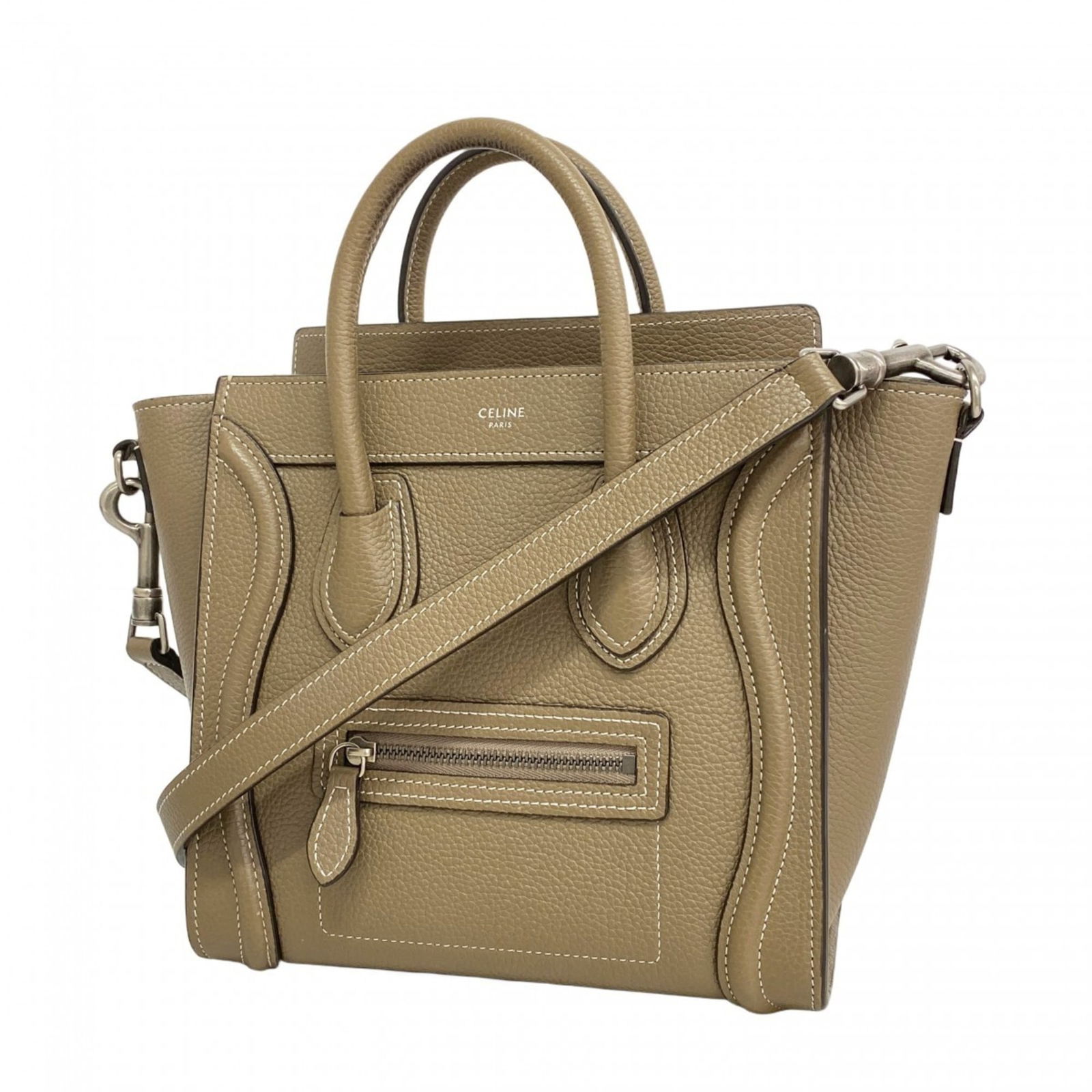 Leather Celine Handbag: Leather Celine Handbag This listing features Leather Celine Handbag. Item specifics are provided below. Item Specifics: Brand: Celine Type: Handbag Material: Leather Color: Brown Hardware Color: Silve