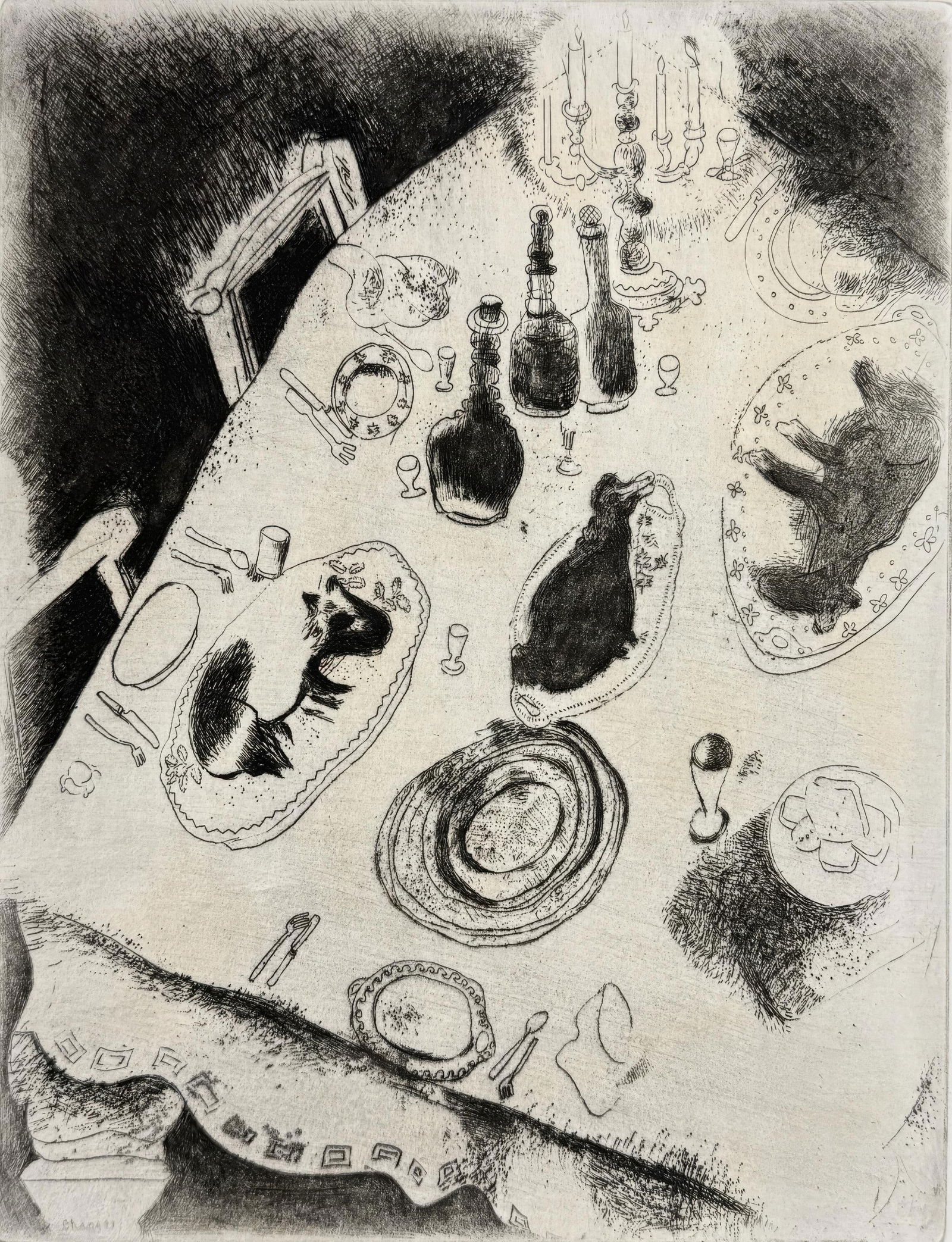 19231927 - Marc Chagall - The Table Laden with Food - from Dead Souls - Etching: 19231927 - Marc Chagall - The Table Laden with Food - from Dead Souls - Etching This listing features 19231927 - Marc Chagall - The Table Laden with Food - from Dead Souls - Etching. Item specifics