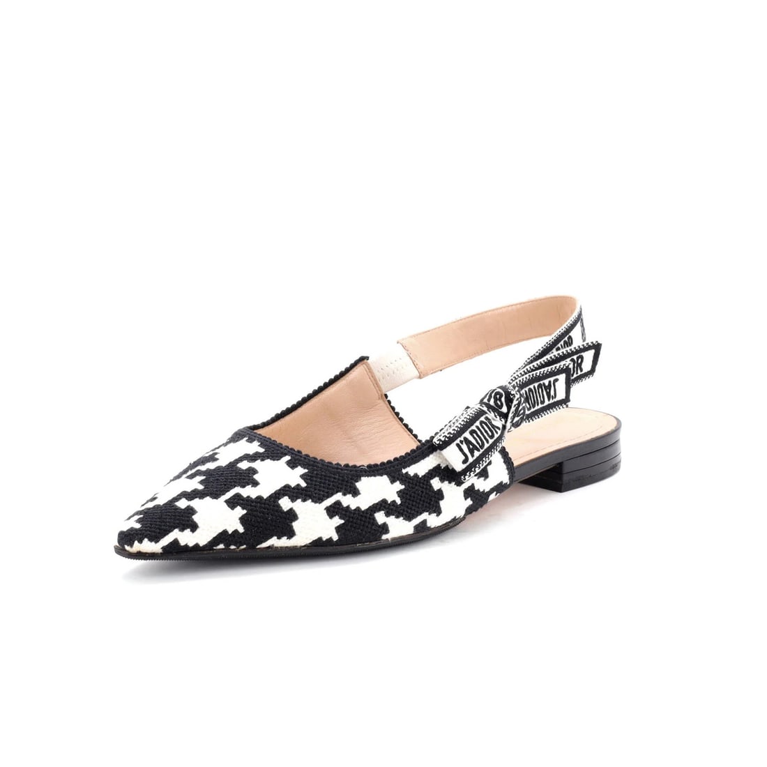 Cotton Christian Dior Women's J'adior Slingback Flats Houndstooth Embroidered (1 of 6)
