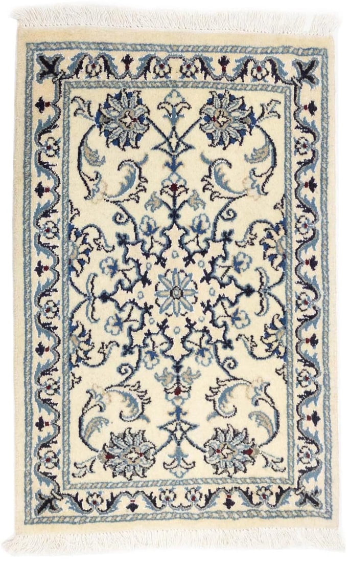 Carpet Handmade Indo-Nain 2X3 ft Small Cream Wool Oriental Rug Classic Floral: Carpet Handmade Indo-Nain 2X3 ft Small Cream Wool Oriental Rug Classic Floral This listing features Carpet Handmade Indo-Nain 2X3 ft Small Cream Wool Oriental Rug Classic Floral. Item specifics are
