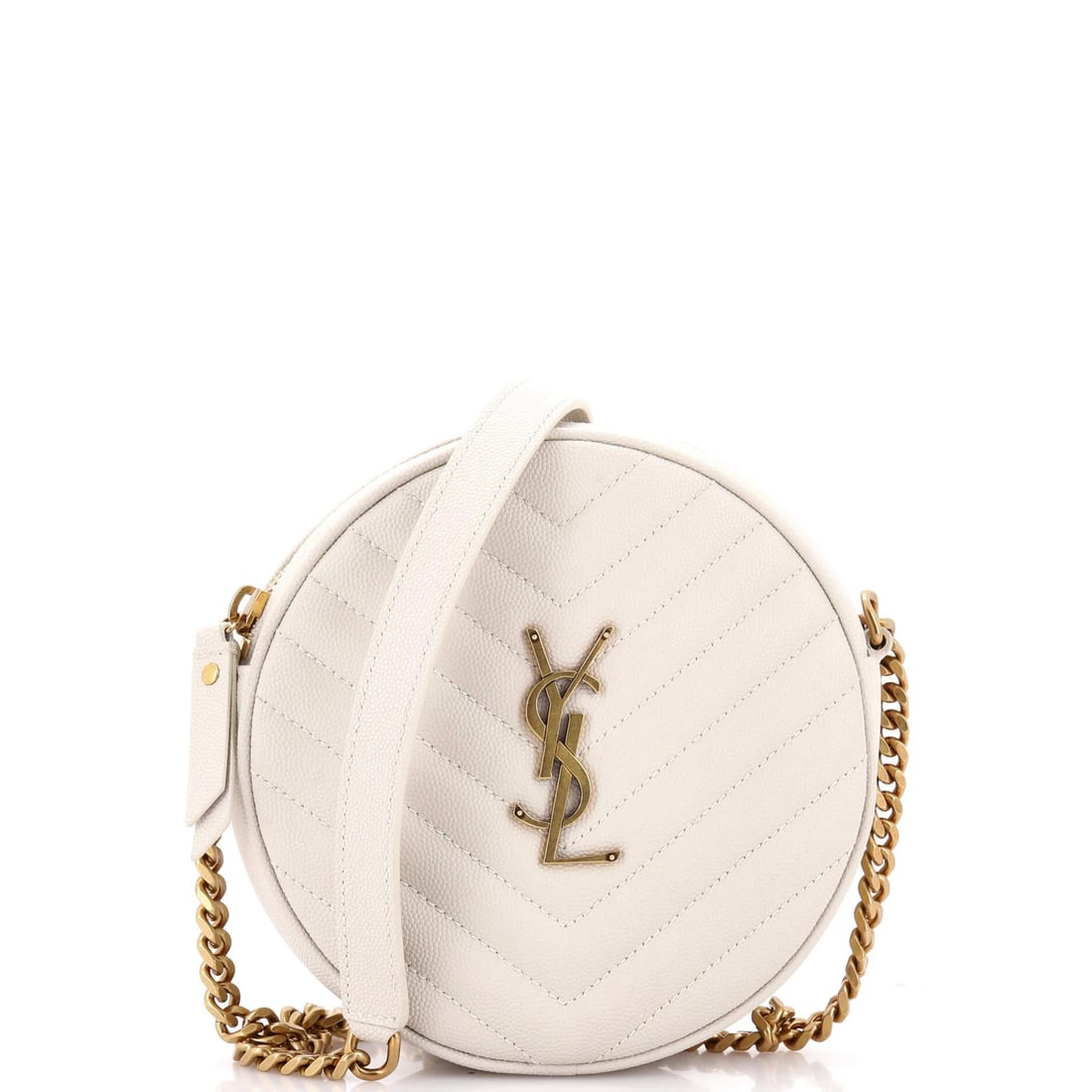 Leather Saint Laurent Vinyle Round Camera Bag Matelasse Chevron: Leather Saint Laurent Vinyle Round Camera Bag Matelasse Chevron This listing features Leather Saint Laurent Vinyle Round Camera Bag Matelasse Chevron. Item specifics are provided below. Item