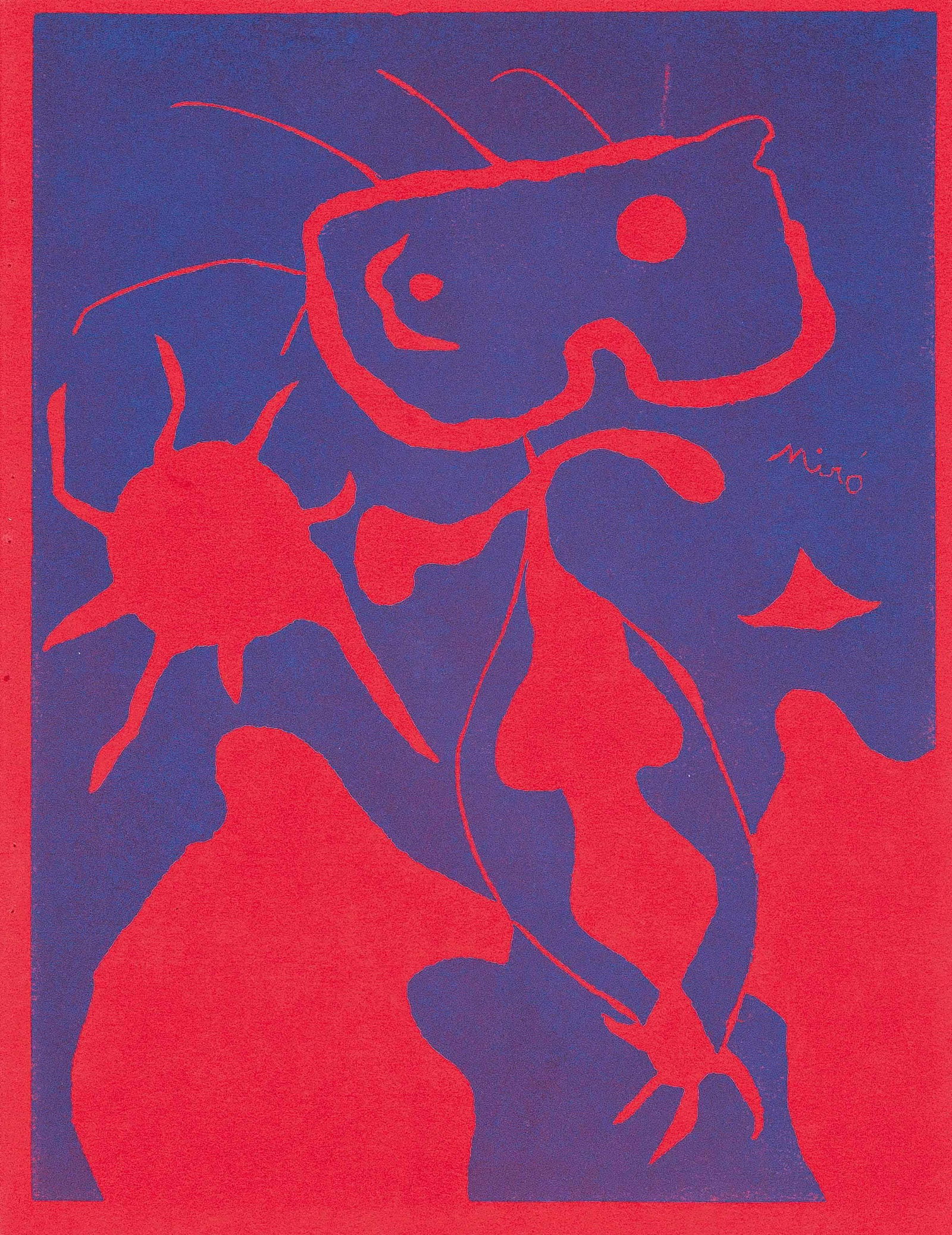 Linocut - Joan Mir - Femme (Benhoura 397; Cramer 6; Dupin 40; Mourlot 196) - Socit internationale (1 of 5)