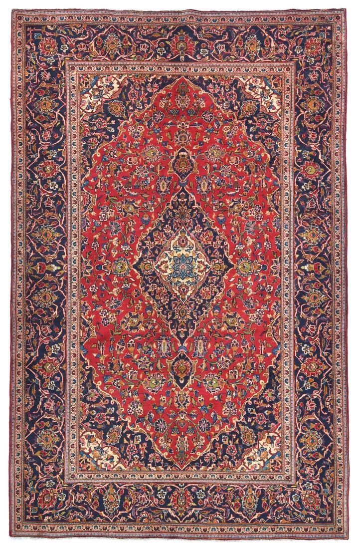 Carpet Vintage Red Oriental Floral Rug 6'5X10 ft Hand-Knotted Classic Wool (1 of 11)