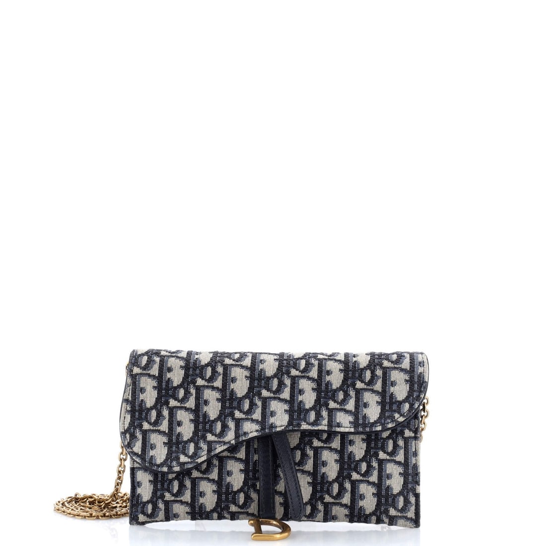 Canvas Christian Dior Saddle Chain Wallet Oblique (1 of 7)