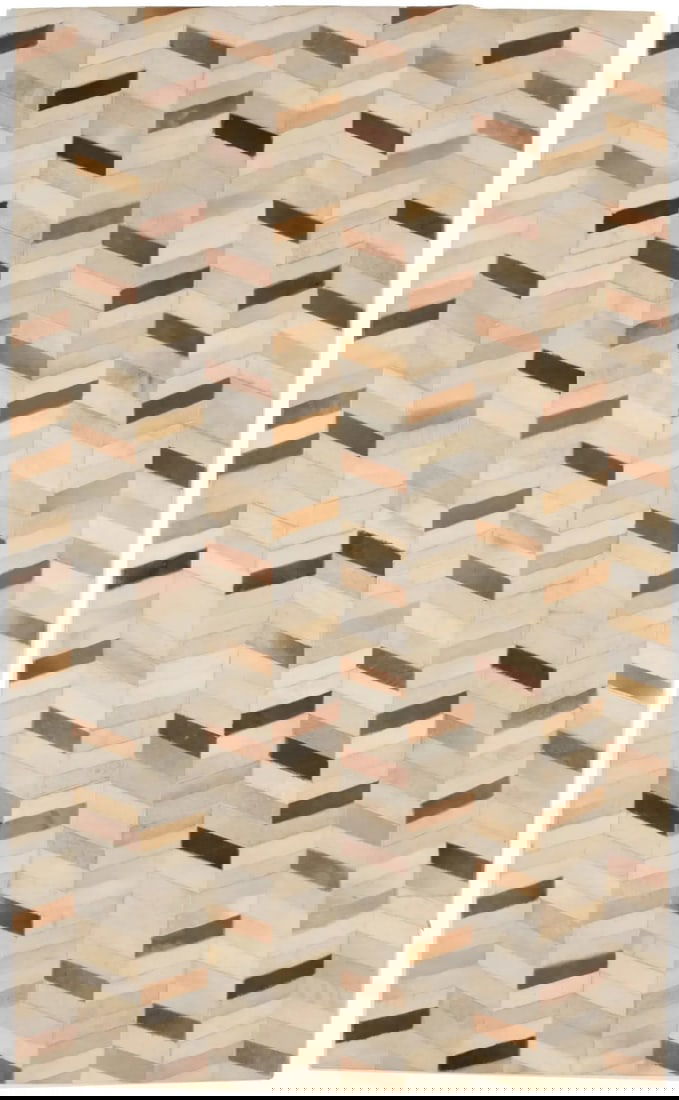 Carpet 5X8 ft Brown Cowhide Leather Rug Contemporary Geometric Design Modern (1 of 20)