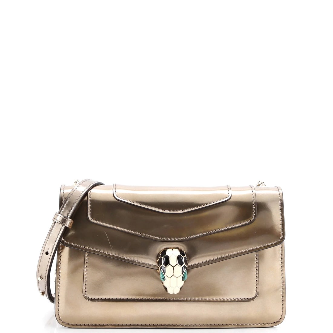 Small Bvlgari Serpenti Forever Shoulder Bag Metallic Leather (1 of 6)