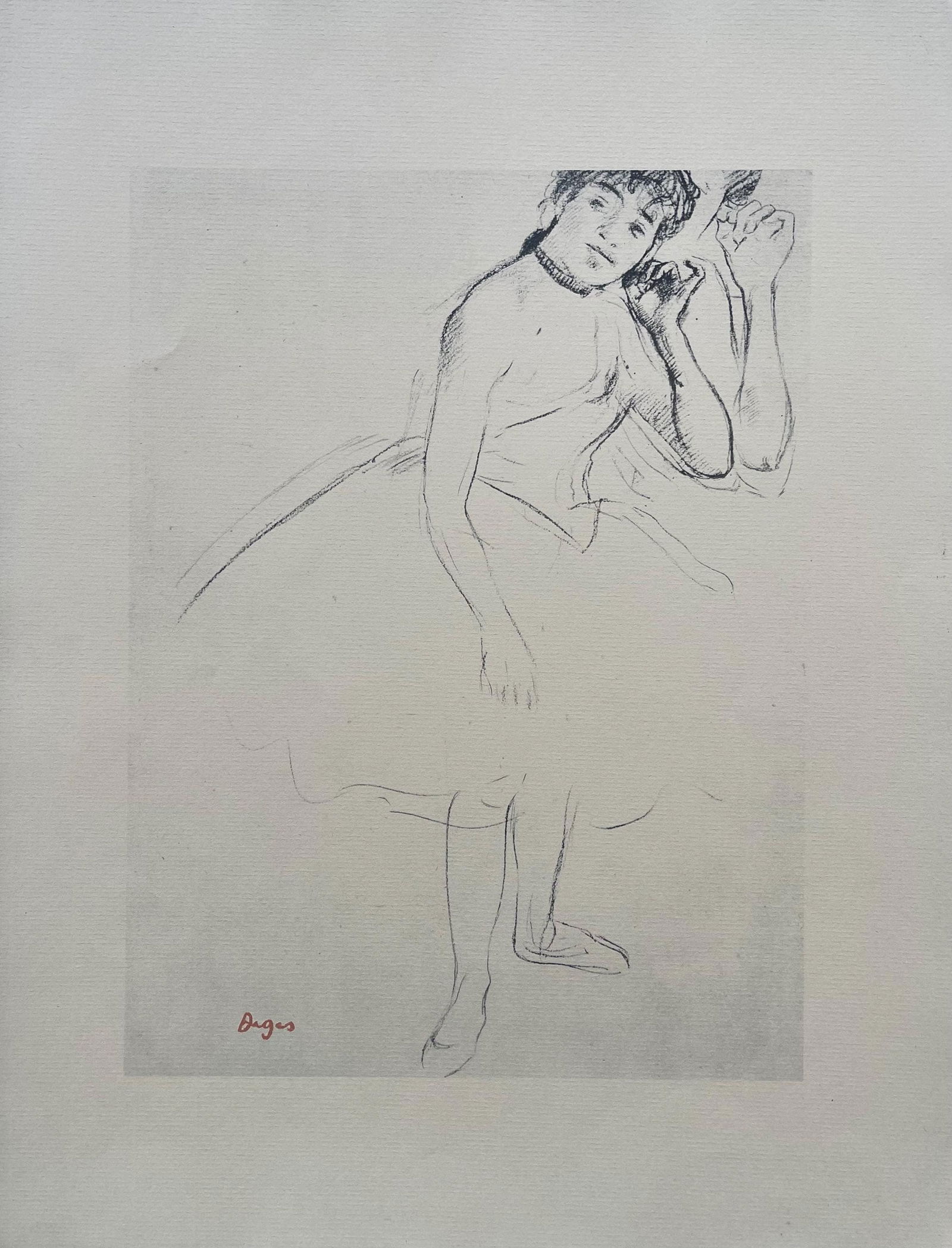 Lithograph - Edgar Degas - Dancer touching her earring - Ten Ballet Sketches - 4