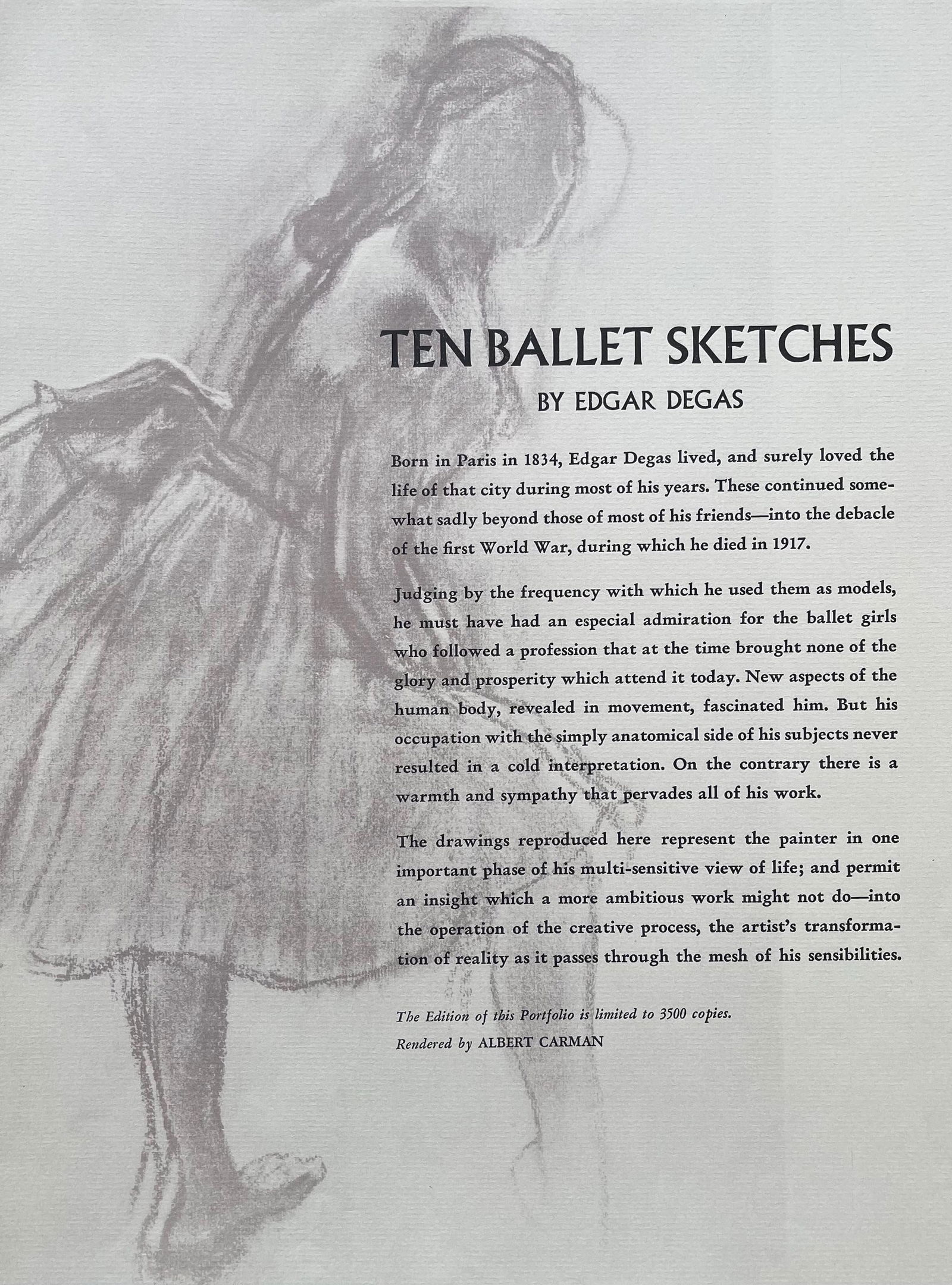 Lithograph - Edgar Degas - Dancer touching her earring - Ten Ballet Sketches - 7