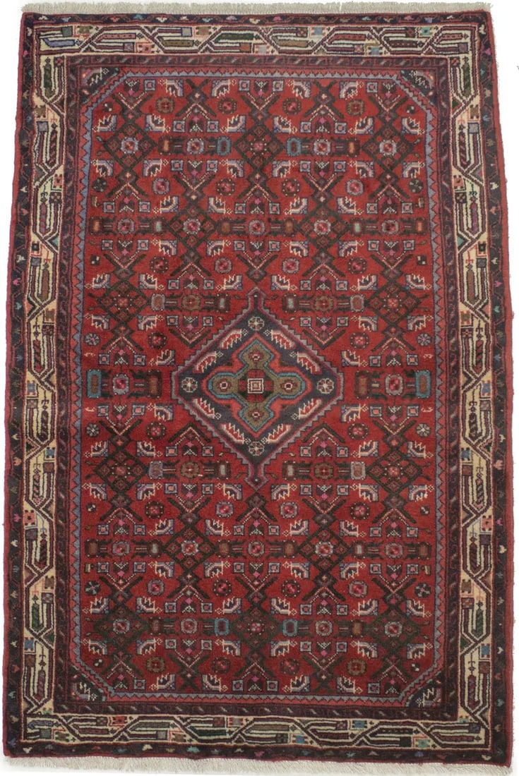 ft Hand-Knotted Vintage Oriental Rug Red Tribal Floral Design Wool Carpet 3'5X5 (1 of 16)