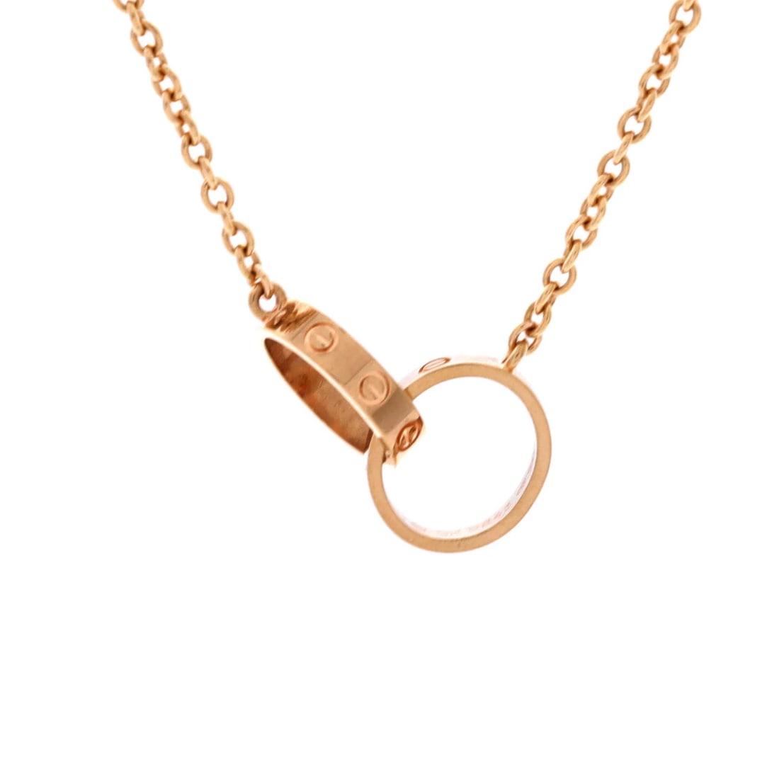Gold Cartier Love Interlocking Necklace 18K Rose: Gold Cartier Love Interlocking Necklace 18K Rose This listing features Gold Cartier Love Interlocking Necklace 18K Rose. Item specifics are provided below. Item Specifics: Brand: Cartier Main Stone: U